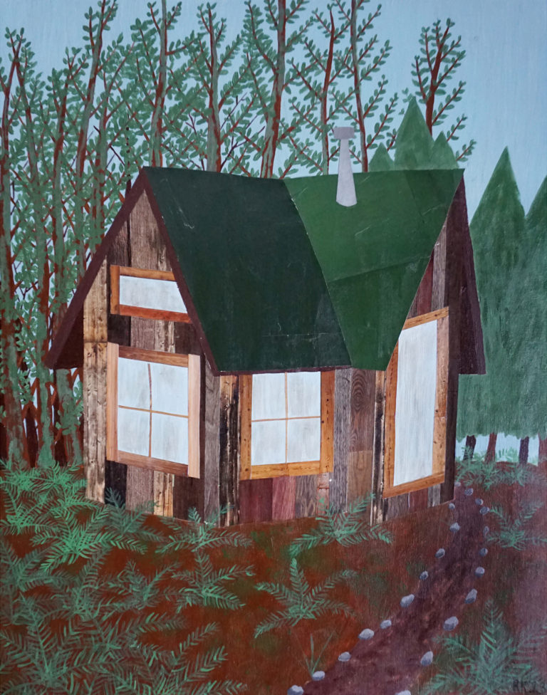 Cabin 4 cut paper and acrylic 16 x 20 for web 768x976 - Collage